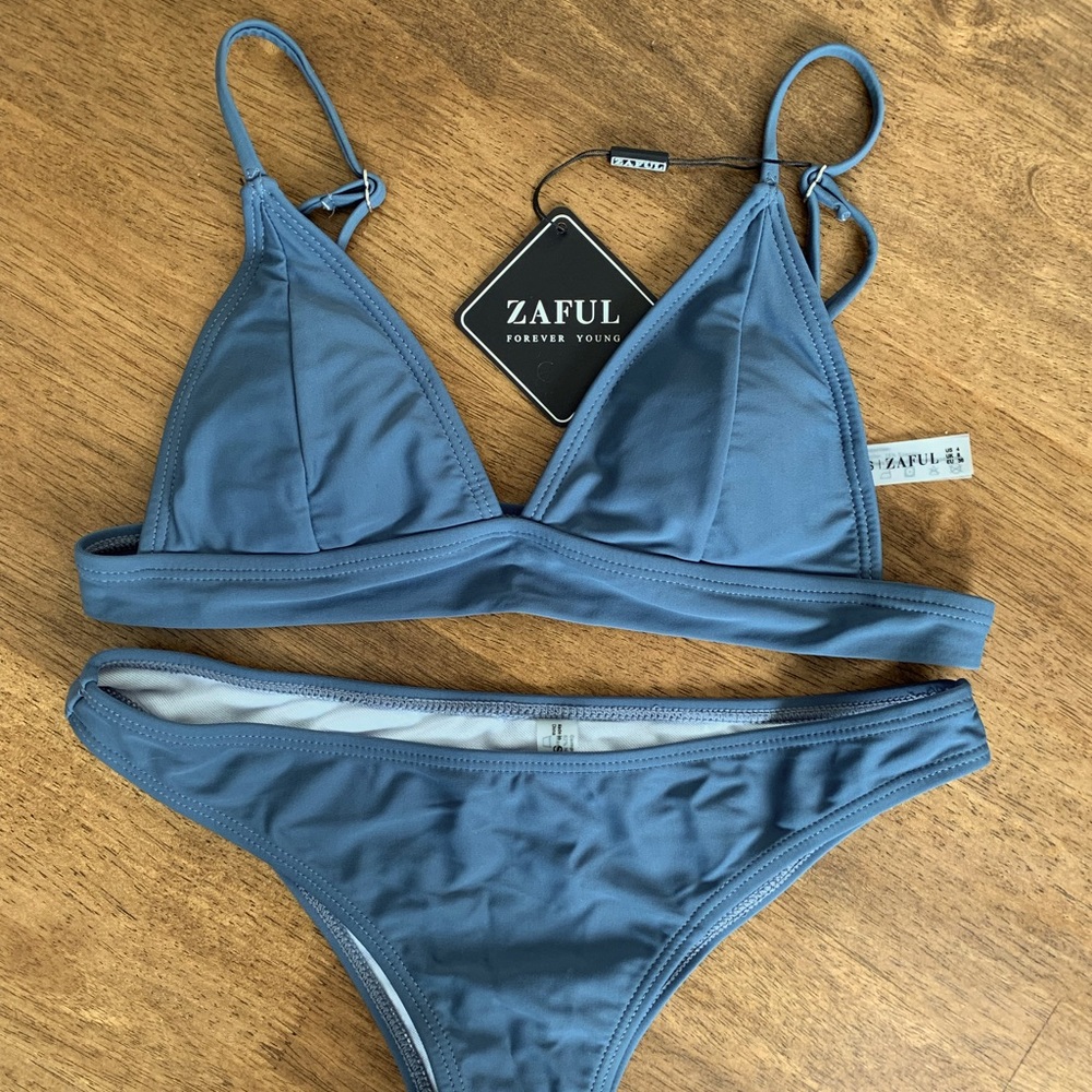 NWT Zaful Slate Blue Bikini Set